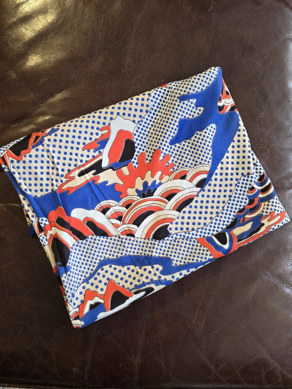 Hermès Bold Abstract Print Fabric in Blue, Red, Black, White